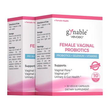 Gynable Vaginal Probiotics for Women Odor & Itch Support, Urinary | pH Balance, Female Probiotics 10 Billion CFU Lactobacillus Probiotics Blend,Selenium-Vitamin C/E/D3 Promote Immune Health,60 Count VevoecAu supplements