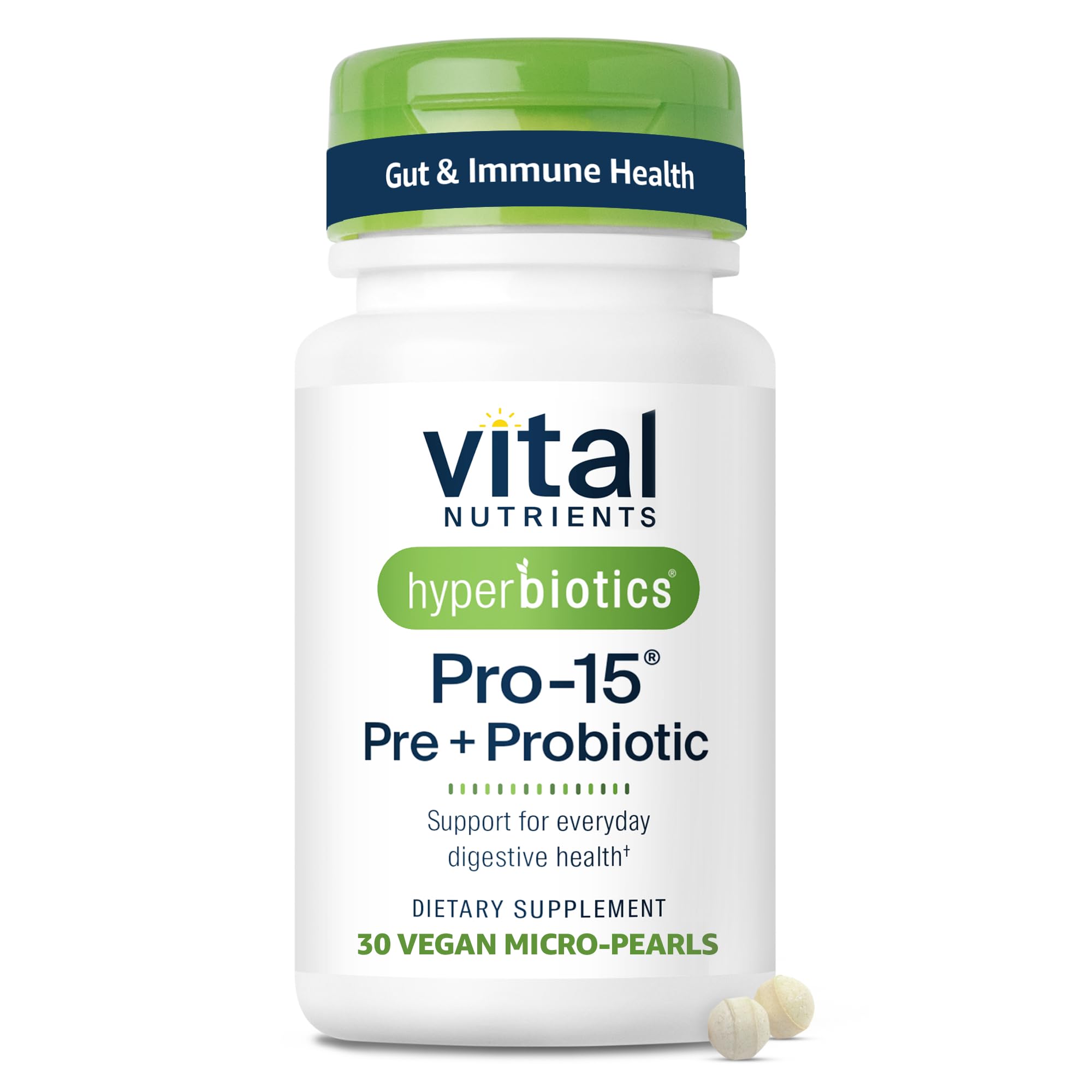 Hyperbiotics Vital Nutrients Pro-15 Prebiotics and Probiotics for Women and Men | 15 Science Backed Strains | Supports Occasional Constipation, Diarrhea, Gas & Bloating | 30 Vegan Time Release Pearls HyperbioticsAu supplements