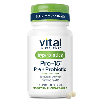 Hyperbiotics Vital Nutrients Pro-15 Prebiotics and Probiotics for Women and Men | 15 Science Backed Strains | Supports Occasional Constipation, Diarrhea, Gas & Bloating | 30 Vegan Time Release Pearls HyperbioticsAu supplements