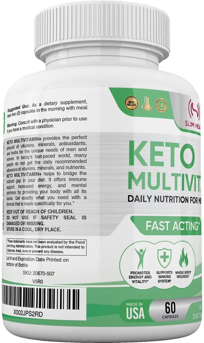 Keto Multivitamin for Women and Men - 35 Potent, Pure Ingredients - Vitamin C, Vitamin D, Vitamin A, Vitamin E and Zinc for Immune Support Slim HeatAu supplements