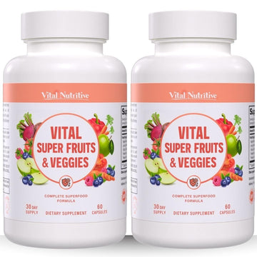 Vital Super Fruits & Veggies - Daily Superfood Capsules for Adults - Fruit & Vegetable Supplements to Boost Immunity & Energy - 2-in-1 Formula for Overall Wellness VITAL NUTRITIVEAu supplements