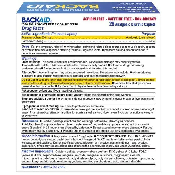 BACKAID Pills 28 Tablets (Pack of 6) BackaidAu supplements
