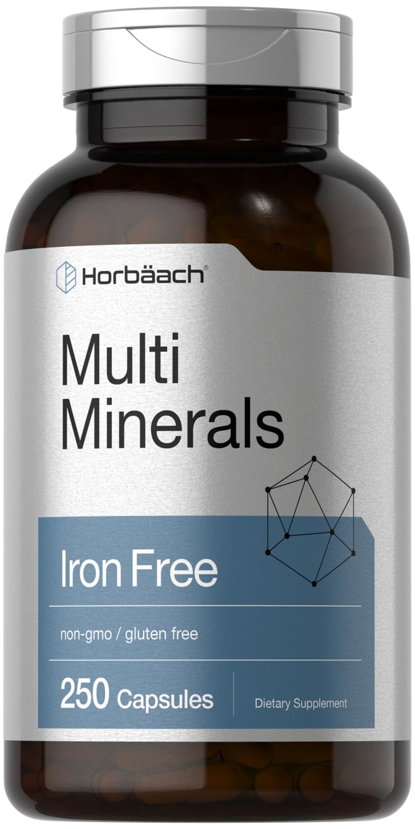 Horbäach Multi Minerals Supplement | 250 Capsules | Iron Free | Daily Mineral Complex for Men and Women | Non-GMO & Gluten Free HorbäachAu supplements