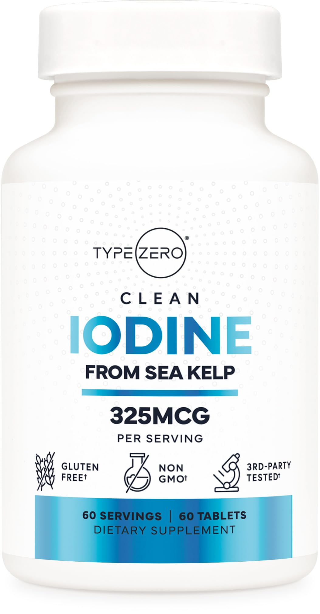 Type Zero Clean Iodine Tablets (60 Servings, 325 MCG Per Serving) - from Sea Kelp, Non-GMO, Gluten Free Type ZeroUS supplements