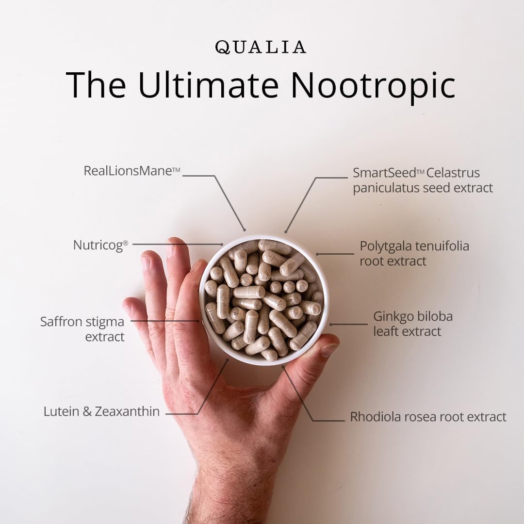 Qualia Mind — Beat Brain Fog | Doctor-Formulated Premium Brain Nourishment | Fuel Focus, Drive & Energy | 32 Ingredients Including Lion’s Mane, Cognizin™️, Ginkgo & More| 2 Week Supply* QUALIA LIFE SCIENCESAu supplements