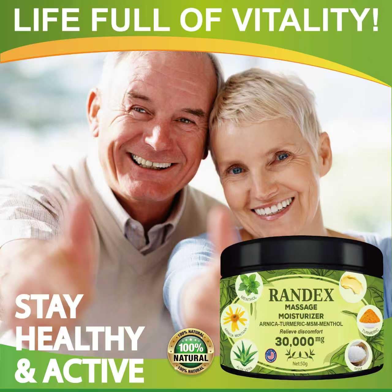 RANDEX 30000MG Organic Massage Moisturizer - Muscles,Joints,Knees, Shoulders,Body, Extra Strength- Natural RANDEXAu supplements