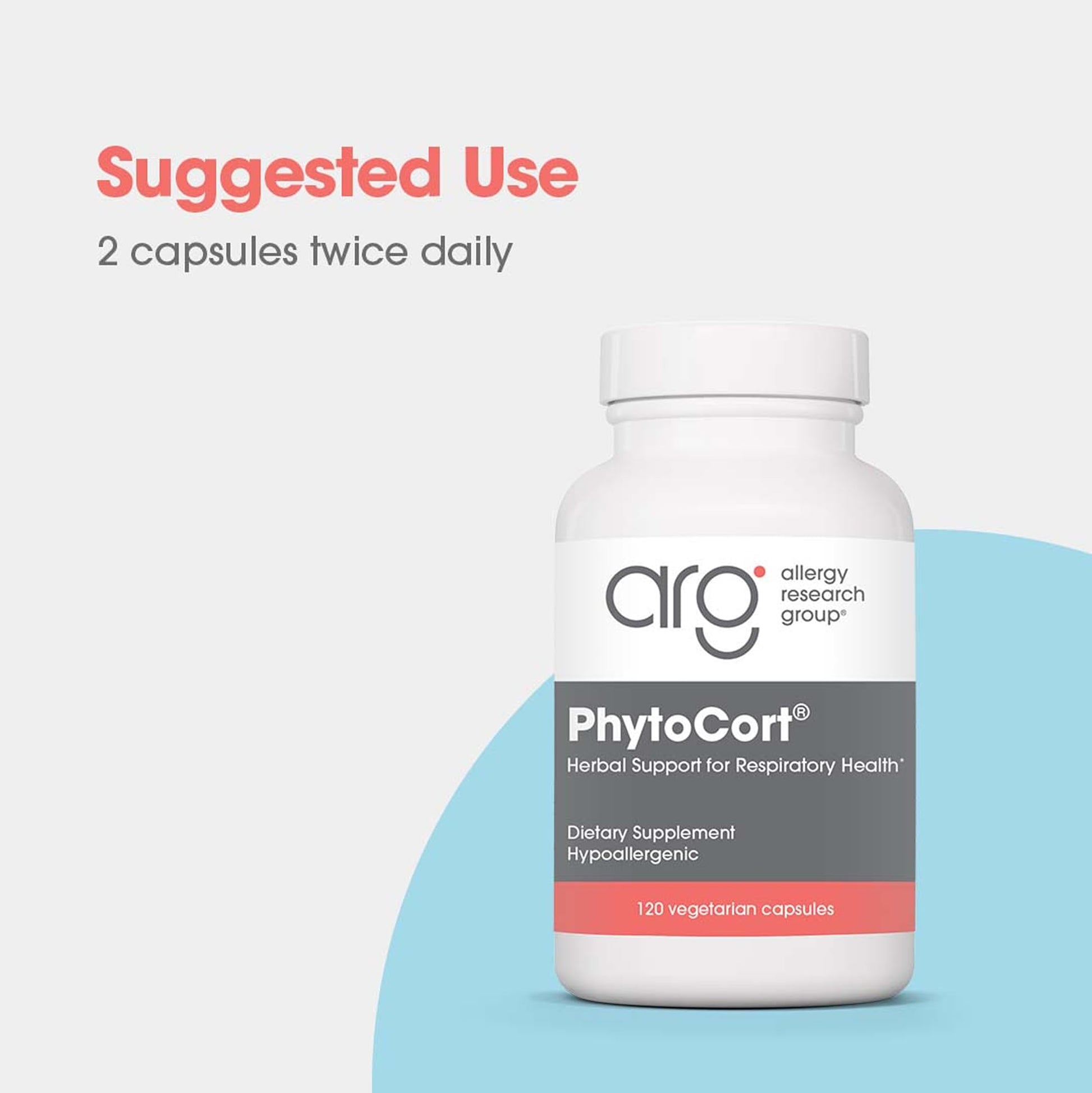Allergy Research Group PhytoCort Supplement - Respiratory Support, Lung Health, Lung Detox, Lung Cleanse, Healthy Breathing, Herbal Support, Reishi, Licorice, Noni, Vegetarian Capsules - 120 Count Allergy Research GroupAu supplements