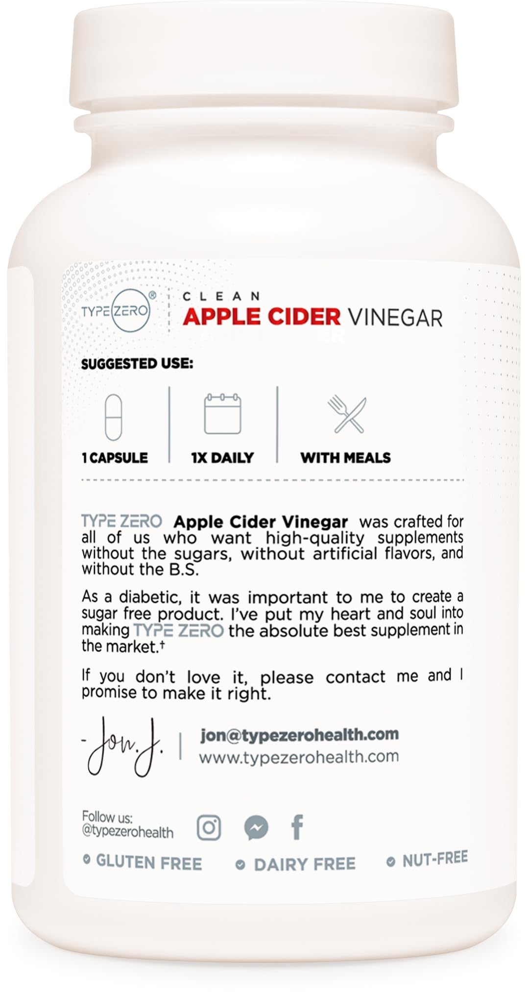 Type Zero Apple Cider Vinegar Capsules (180 Count) 500mg Per Serving - Non-GMO, Gluten-Free Supplement Type ZeroUS supplements