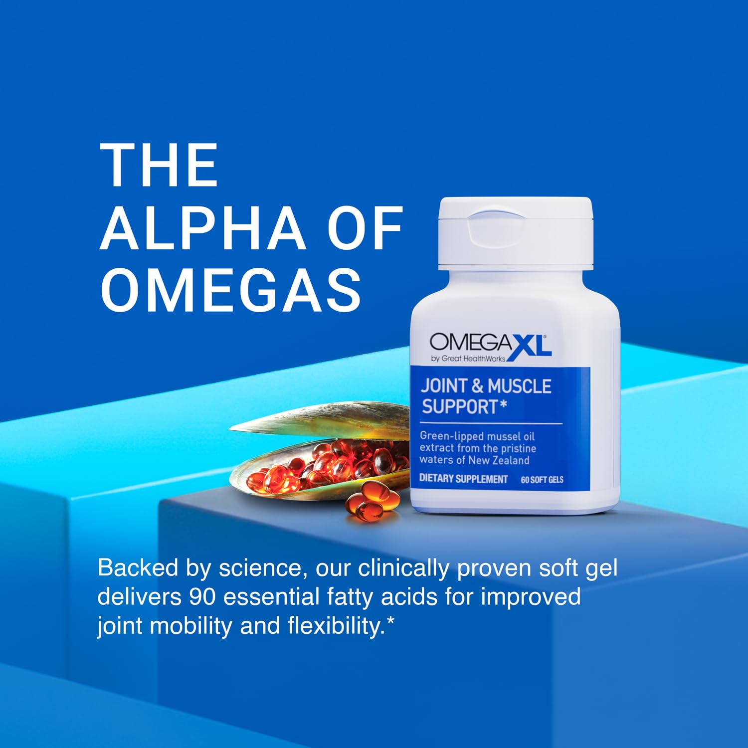 OmegaXL Joint Support Supplement - Natural Muscle Support, Green Lipped Mussel Oil, Soft Gel Pills, Drug-Free, 120 Count OmegaXLAu supplements