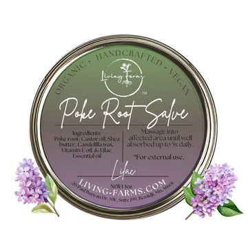 Organic Poke Root Castor Oil Salve | Vegan Lymphatic Support | Enriched with Essential Oils | Cysts, Boils, Fibroids, Swollen Lymph Nodes, Breast & Joint (1oz, Lilac) Living FarmsAu supplements