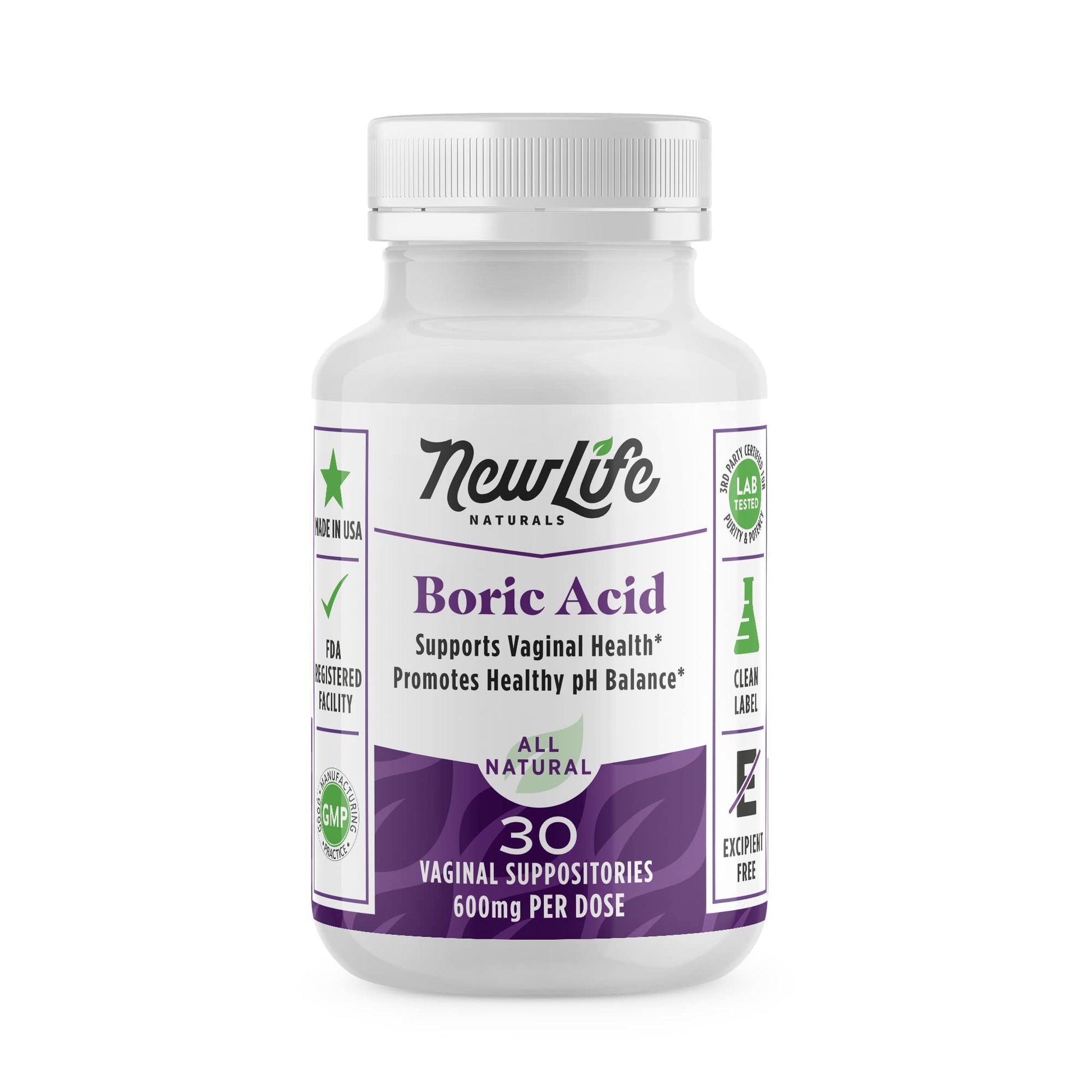 NewLife Naturals - Boric Acid Suppositories for Women pH Balance Pills - 600mg - Feminine Care NewLife NaturalsAu supplements