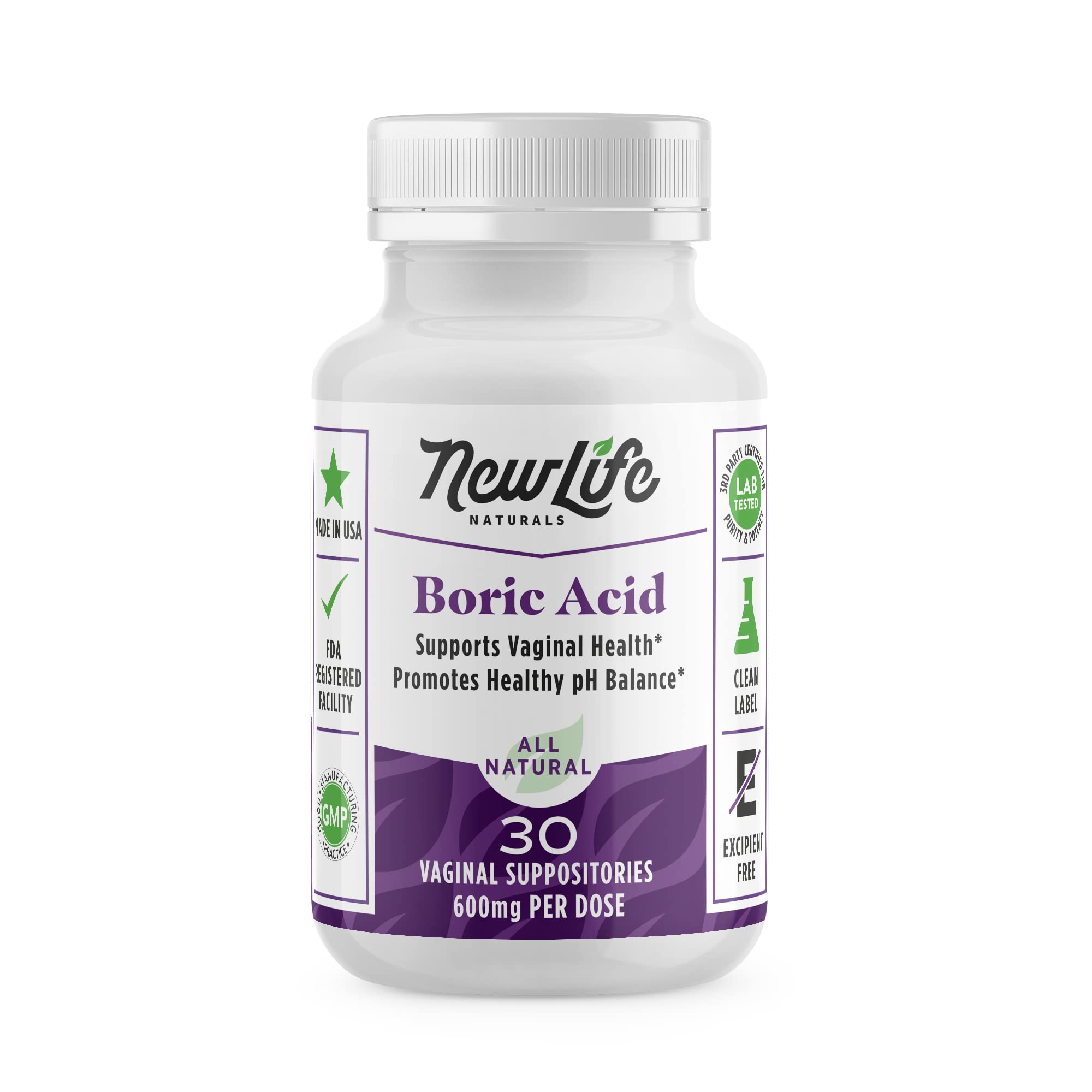 NewLife Naturals - Boric Acid Suppositories for Women pH Balance Pills - 600mg - Feminine Care NewLife NaturalsAu supplements