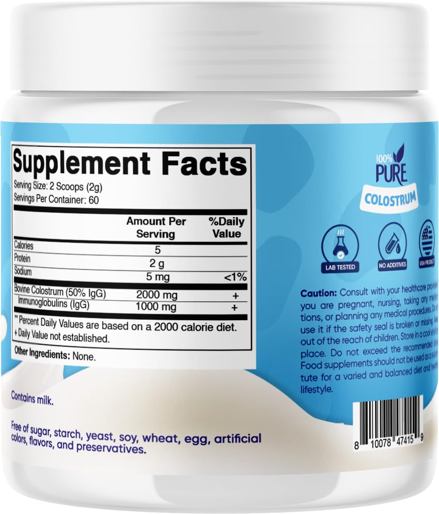 Vitamatic Bovine Colostrum Powder - 50% Highest IgG - Supplement for Gut Health VitamaticUS supplements