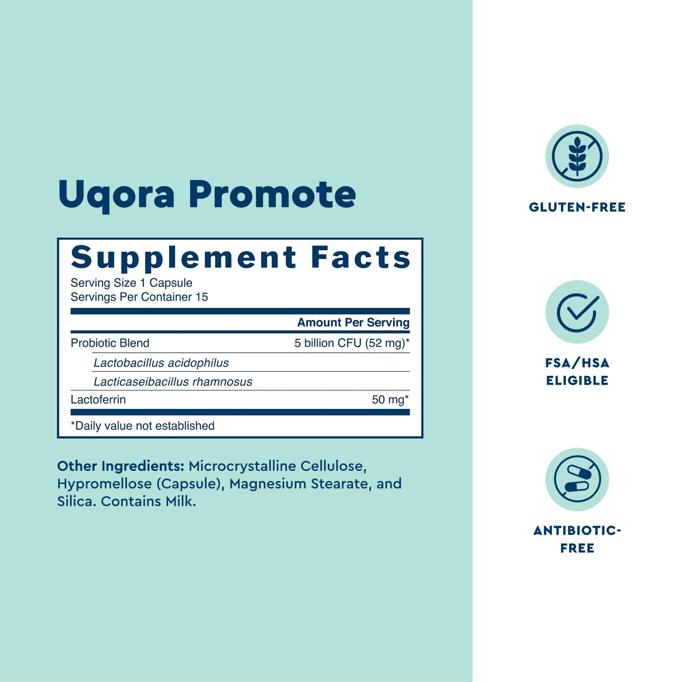 Uqora Promote - Support Vaginal Health* - Probiotic for Women with Lactoferrin, Lactobacillus Acidophilus & Lacticaseibacillus Rhamnosus - Vaginal Probiotics - Gluten-Free - 15 Capsules UqoraAu supplements