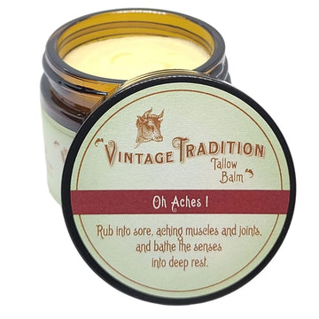 Vintage Tradition Oh Aches! Tallow Balm Supports Joint and Muscle Health – Beef Tallow Grass Fed Balm with Wintergreen, Peppermint, and Lime Essential Oil Blend, 2 Fl. Oz. Vintage TraditionAu supplements