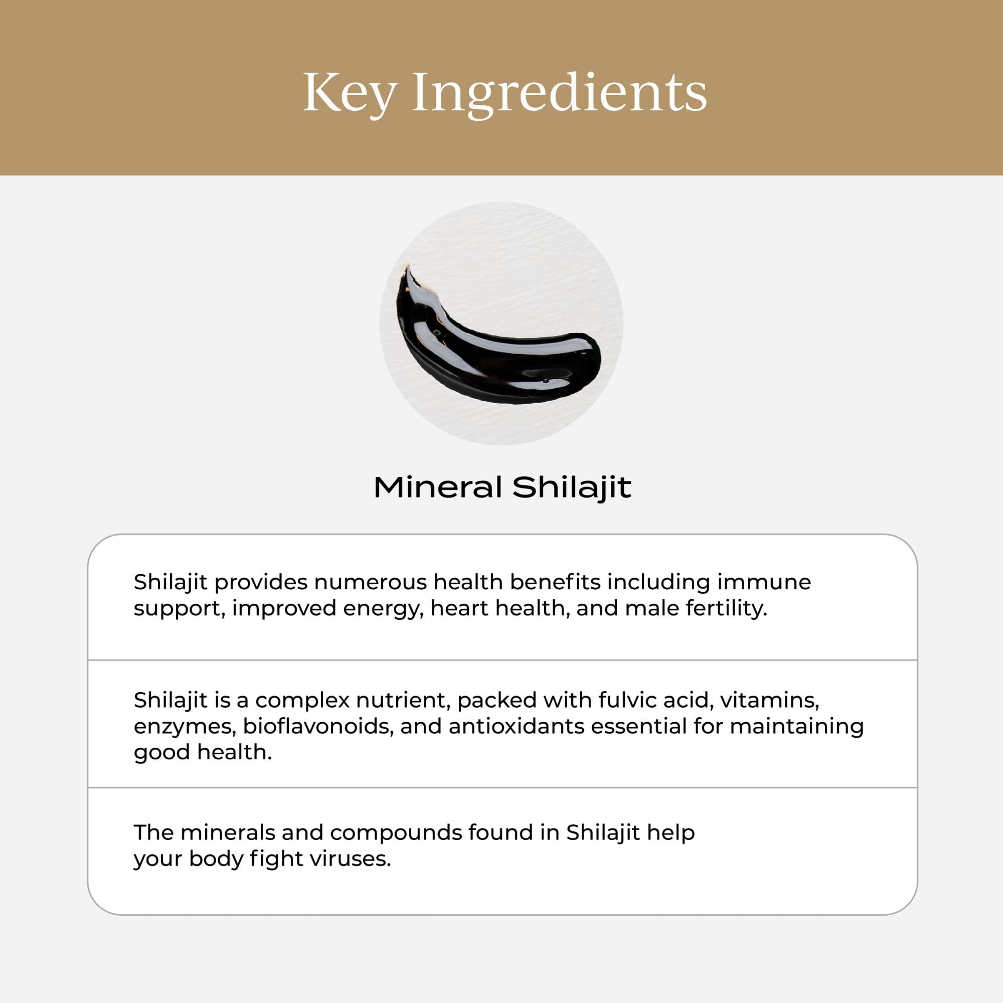CYMBIOTIKA Pure Himalayan Shilajit Resin 500mg - 84+ Trace Minerals, High Potency with Elemental Gold & Fulvic Acid - for Energy, Focus, Immune & Digestive Support - Authentic Shilajit Resin CYMBIOTIKAUS supplements