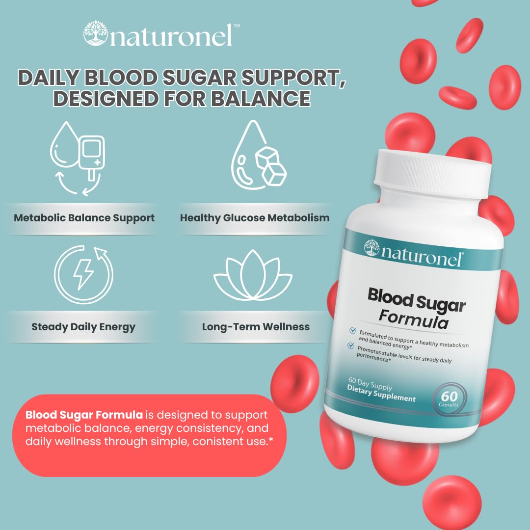 Naturonel Blood Sugar Formula – Metabolic Support with Cinnamon, Banaba, Bitter Melon, Guggul, Licorice, Gymnema, Juniper, Alpha Lipoic Acid & Chromium | Made in USA, GMP Certified NaturonelAu supplements
