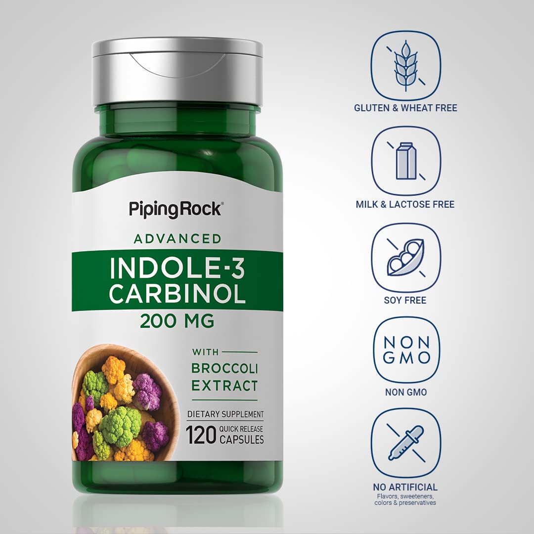 Piping Rock Indole 3 Carbinol | 200mg | 120 Capsules | I3C with Broccoli Extract | Non-GMO, Gluten Free Supplement Piping RockAu supplements