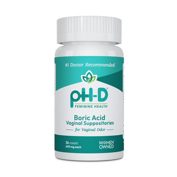 pH-D Feminine Health Support - 600 mg Boric Acid Suppositories - Woman Owned - for Vaginal Odor Use - 36 Count pH-D Feminine Health SupportUS supplements