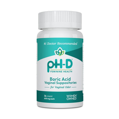 pH-D Feminine Health Support - 600 mg Boric Acid Suppositories - Woman Owned - for Vaginal Odor Use - 36 Count pH-D Feminine Health SupportUS supplements