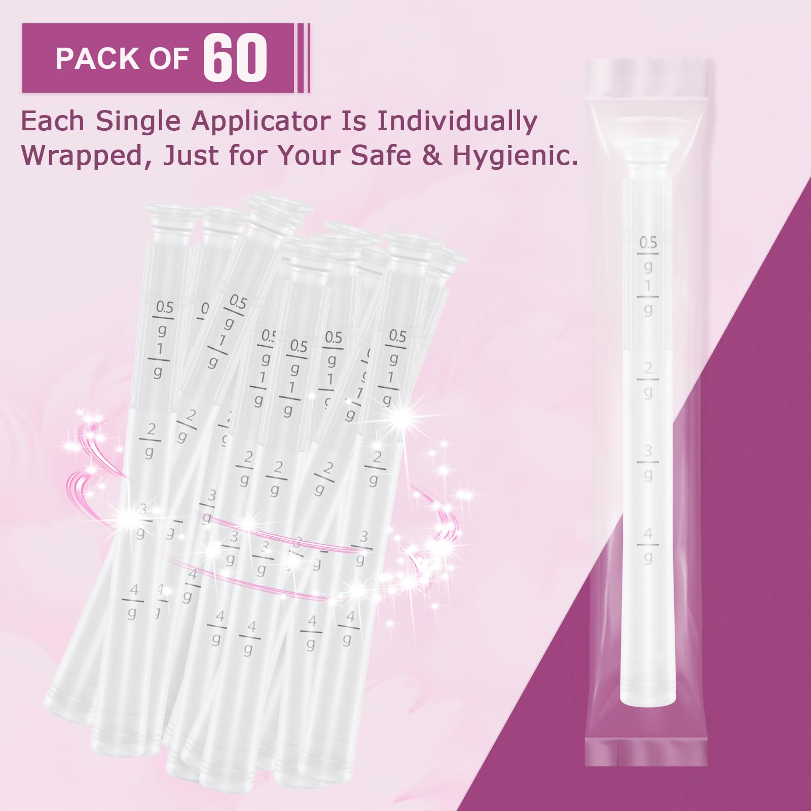 Nieteyrue Plastic Vaginial Cream Applicators (60 Packs) 2024 New Dosage Markings Individually NieteyrueAu supplements