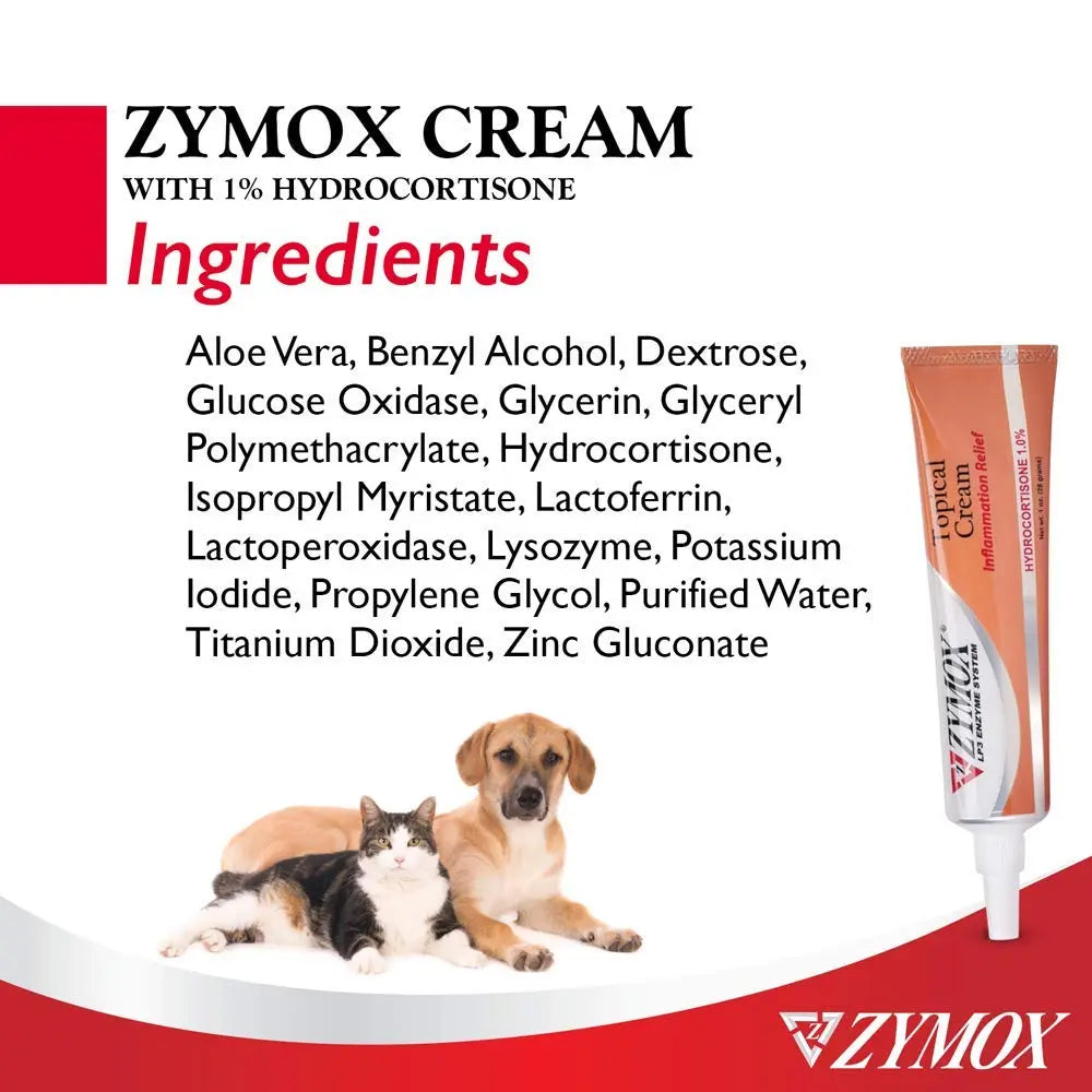 Zymox Veterinarian Strength Topical Cream with 1% Hydrocortisone for Dogs and Cats, 1oz Zymoxnz supplements