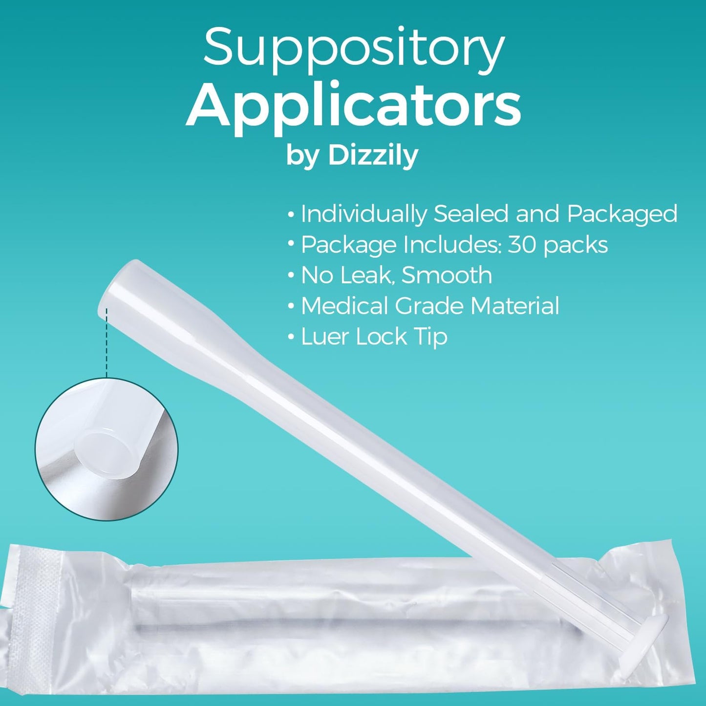 Dizzily 30 Pack Disposable Vaginal Suppository Applicators for Women, Individually Wrapped, Hygienic - Fits Most Boric Acid Suppositories, Pills, Tablet, Cap-sules and Feminine Care Applicator DizzilyUS supplements