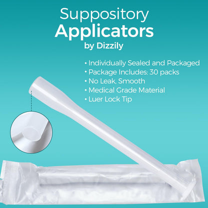 Dizzily 30 Pack Disposable Vaginal Suppository Applicators for Women, Individually Wrapped, Hygienic - Fits Most Boric Acid Suppositories, Pills, Tablet, Cap-sules and Feminine Care Applicator DizzilyUS supplements