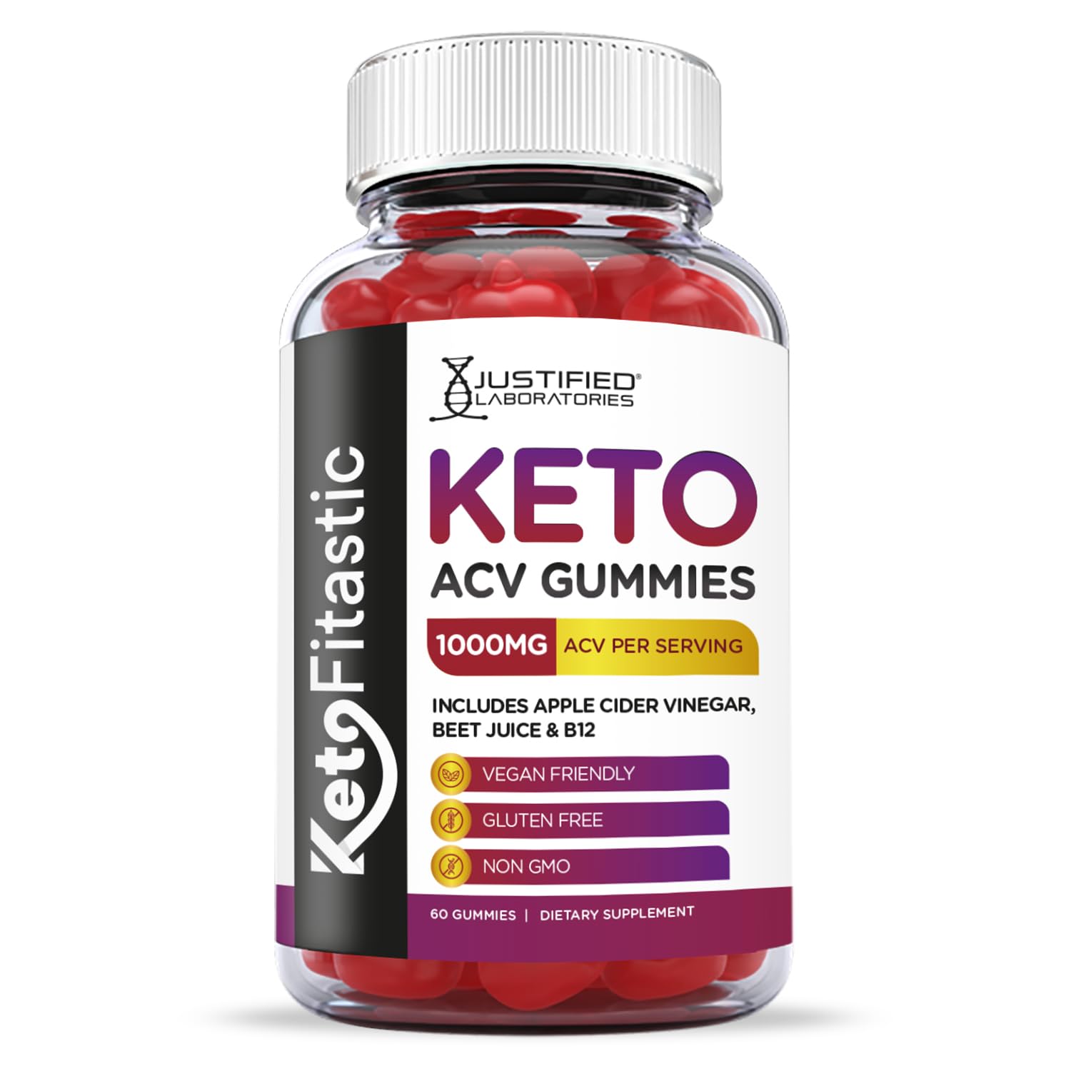 Justified Laboratories (5 Pack) Ketofitastic Keto Gummies 1000MG ACV with Pomegranate Justified LaboratoriesUS supplements
