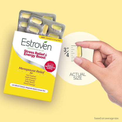 Estroven Stress Relief & Energy Boost for Menopause Relief - 28 Ct. - Clinically Proven EstrovenUS supplements