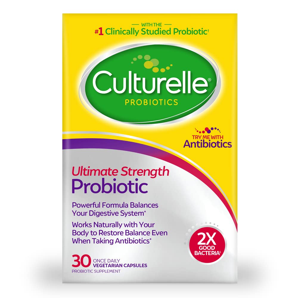 Culturelle Ultimate Strength Probiotic for Men and Women, Most Clinically Studied Probiotic Strain, 20 Billion CFUs, Supports Occasional Diarrhea, Gas & Bloating, Non-GMO, 30 Count CulturelleAu supplements