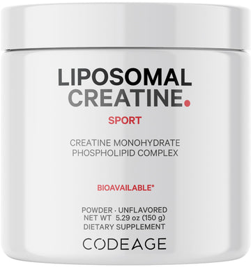 Codeage Liposomal Creatine Powder Supplement, Pure Creatine Monohydrate 5000mg, Pre Workout & Post Workouts - Unflavored Creatine, Micronized Creatine Powder - Creatinine for Sports - 30 Servings CodeageAu supplements