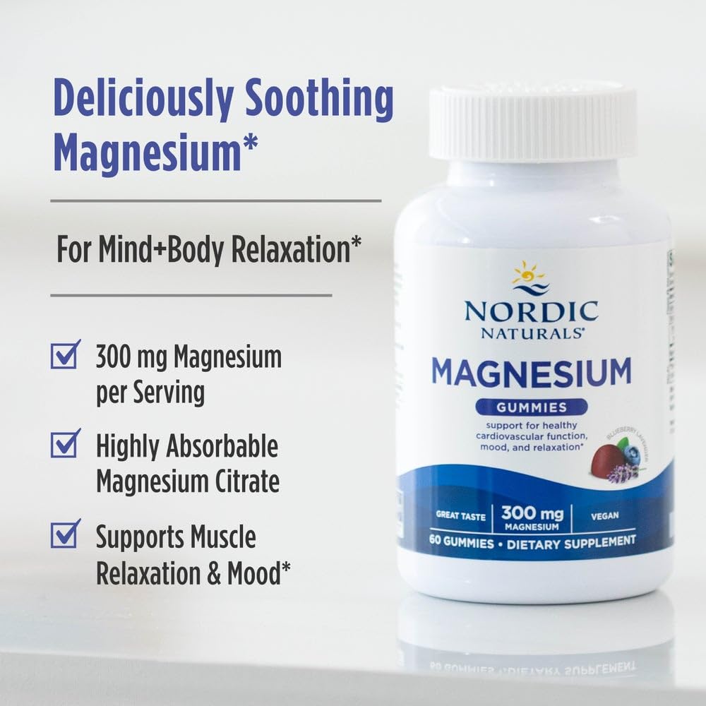 Nordic Naturals Magnesium Gummies for Adults, Blueberry Lavender Flavor - 60 Gummies - Vegan Magnesium Supplement for Mind, Mood, and Cardiovascular Support - Non-GMO - 20 Servings Nordic NaturalsAu supplements