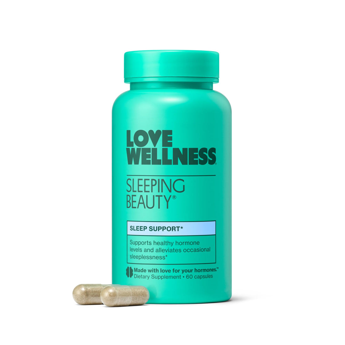 Love Wellness Sleeping Beauty | Sleep Support with Melatonin, Magnesium & L-Theanine | Promotes Restful Sleep, Relaxation & Calmness | Organic Valerian Root Powder & Lemon Balm | 60 Count Love WellnessUS supplements
