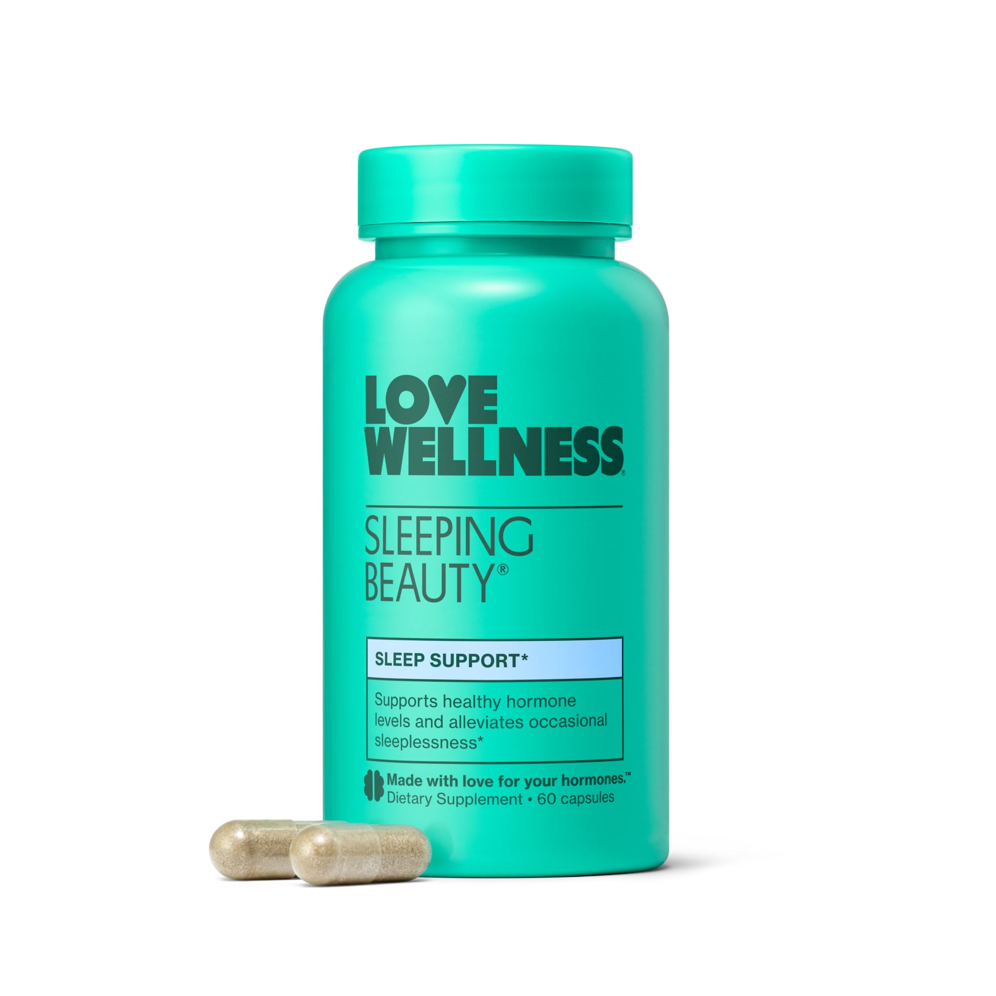 Love Wellness Sleeping Beauty | Sleep Support with Melatonin, Magnesium & L-Theanine | Promotes Restful Sleep, Relaxation & Calmness | Organic Valerian Root Powder & Lemon Balm | 60 Count Love WellnessUS supplements