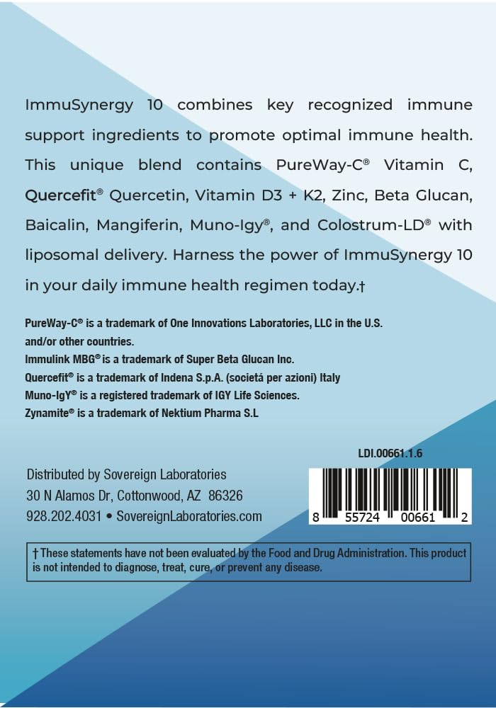 Colostrum-LD ImmuSynergy 10 Capsules - 120 Count-Immune Fortifying Ingredients - Vitamin C, D3, Zinc, Beta Glucan, Quercetin GastroDefenseAu supplements