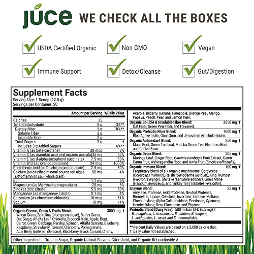 Terra Kai Organics JUCE Green Superfood Powder, Organic Fruits and Veggies Supplement Terra Kai OrganicsUS supplements