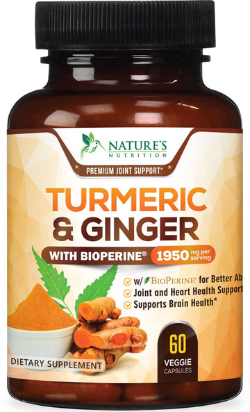 Turmeric Curcumin with BioPerine & Ginger 95% Standardized Curcuminoids Nature's NutritionUS supplements