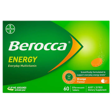Berocca Energy Vitamin B & C Orange Flavour Effervescent Tablets 60 Pack BeroccaAu supplements