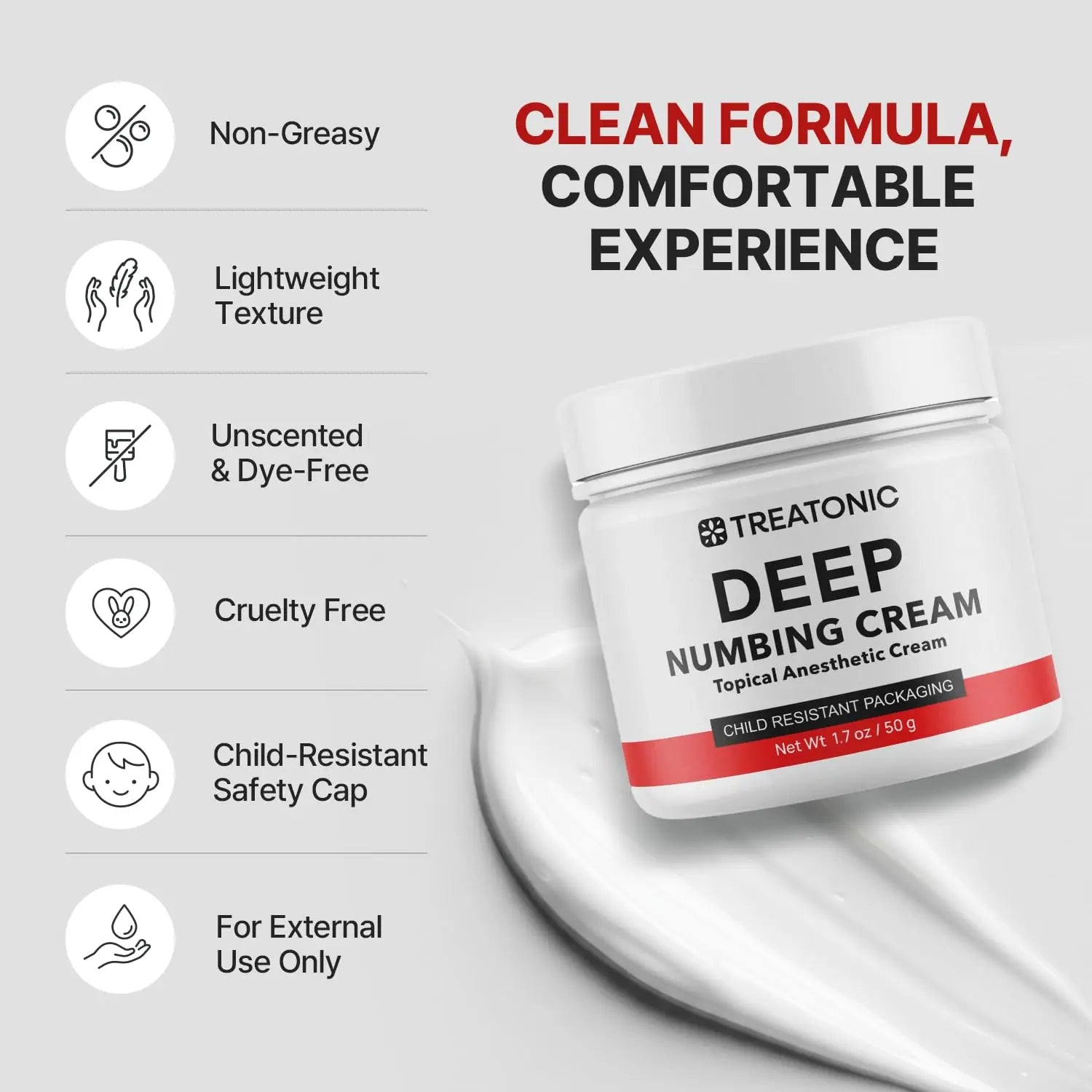 Treatonic Maximum Strength Numbing Cream: Numbing Cream for Discomfort, Burn, Itch & Pain Relief - Fast-Acting, Soothing Topical Anesthetic with Menthol & Emu Oil for Hemorrhoid Treatment – 1.7oz TreatonicAu supplements