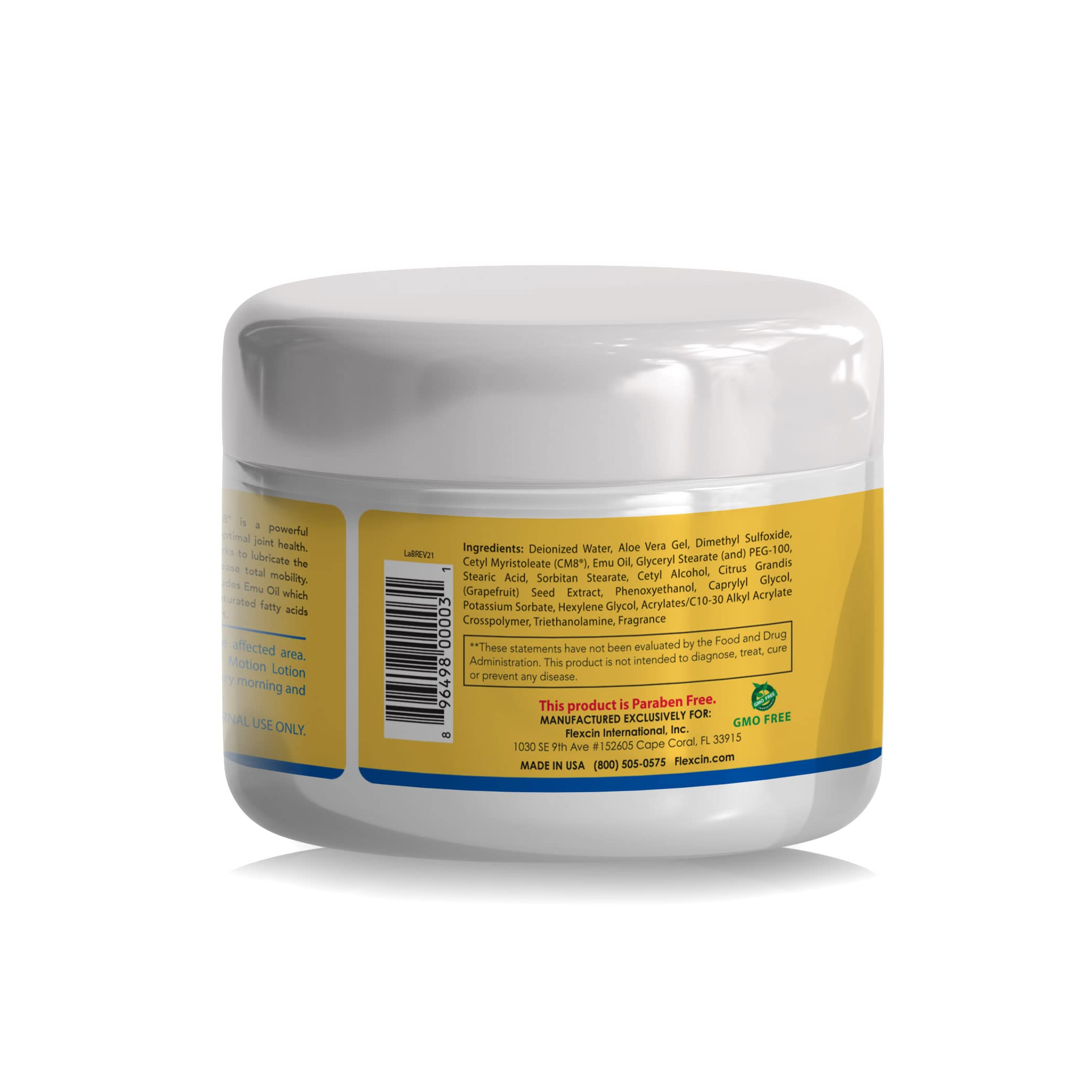 Flexcin Motion Lotion with CM8 - Joint & Muscle Therapy Cream for Back, Neck, Knee, Hand, Foot - Fast Absorbing with DMSO, Emu Oil, Aloe Vera - Non-Greasy 4oz Jar FlexcinAu supplements