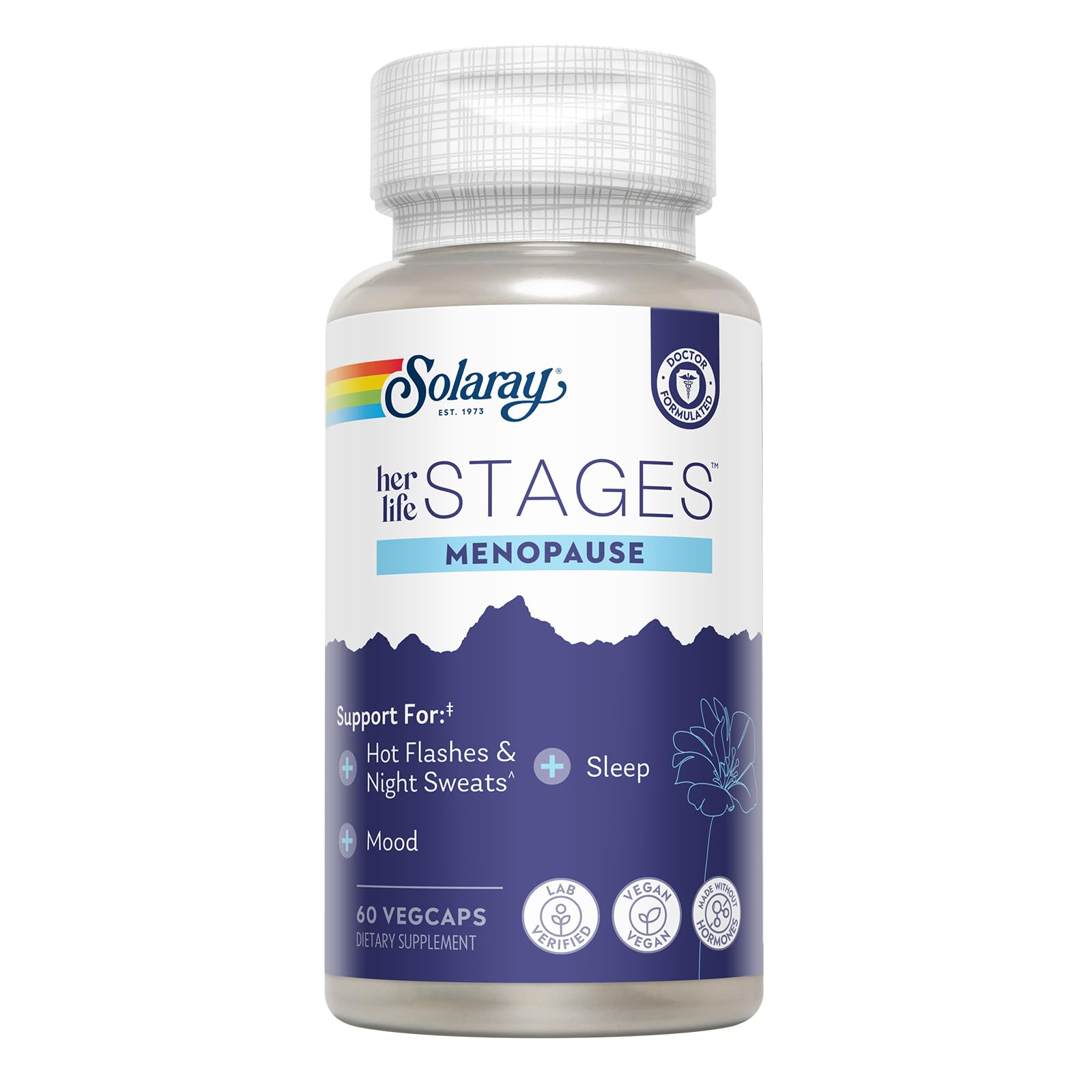 SOLARAY Menopause her Life Stages - Menopause Supplements for Women - Supports Mood, Sleep, Hot Flashes, Night Sweats - Vegan, Gluten Free - 60-Day Guarantee - 30 Servings, 60 VegCaps SOLARAYAu supplements