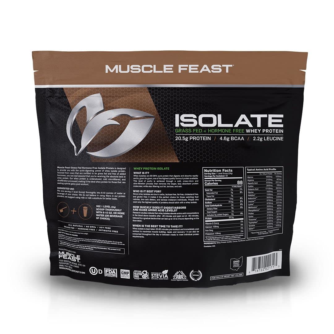 Muscle Feast Grass-Fed Whey Protein Isolate, All Natural Hormone Free Pasture Raised Muscle FeastUS supplements