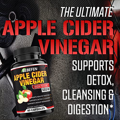 Apple Cider Vinegar Capsules - 5050mg Formula Pills with Black Pepper Extract BEBEFENUS supplements