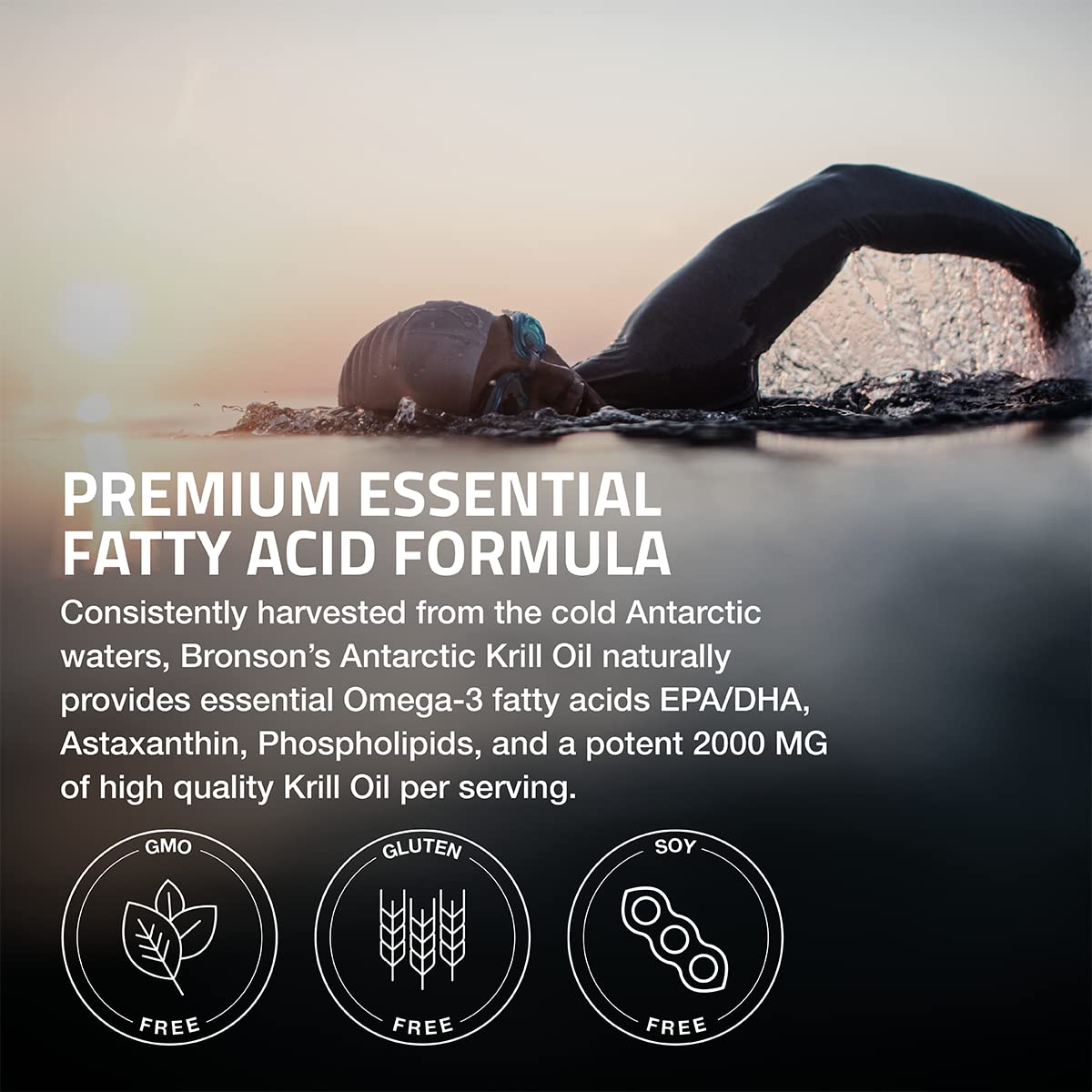 Bronson Antarctic Krill Oil 2000 mg with Omega-3s EPA, DHA, Astaxanthin and Phospholipi BronsonUS supplements