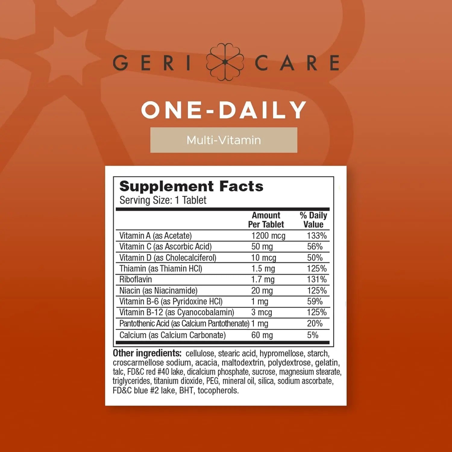 GeriCare Multivitamin Supplement Tablets, (Bottle of 1000) GeriCareAu supplements