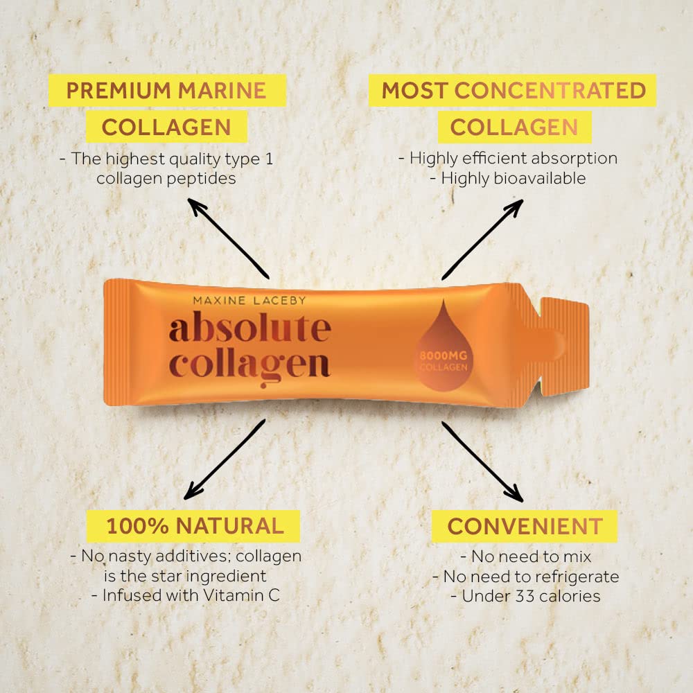 Absolute Collagen Marine Liquid Collagen Supplement for Women - 8000mg Collagen in Each Sachet Absolute CollagenUS supplements
