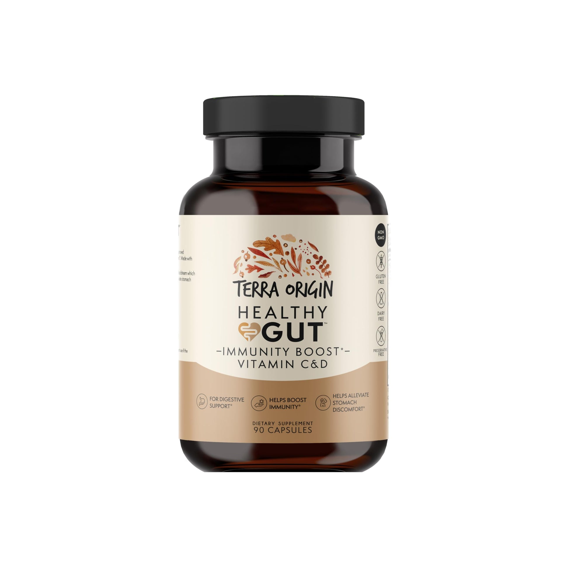 TERRA ORIGIN Healthy Gut Capsules with Immunity Boost | 90 Capsules | Non GMO, Gluten Free, Dairy Free | Digestive Support for Men and Women TERRA ORIGINAu supplements