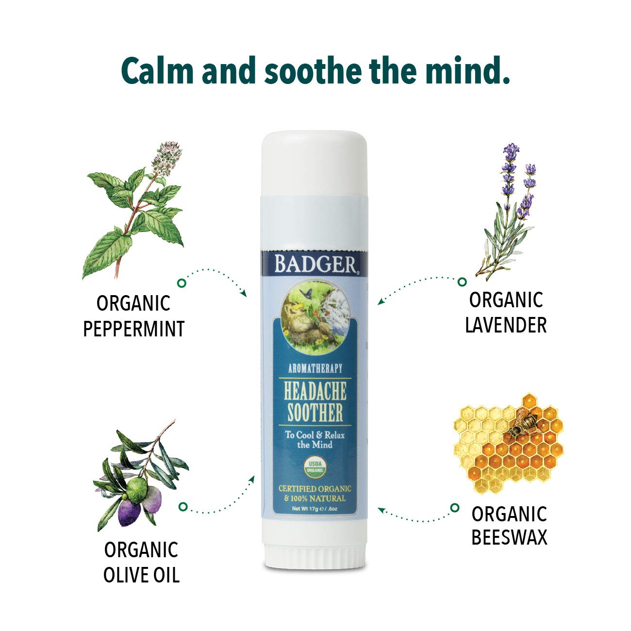 Badger Headache Soother - .6 oz Stick BadgerAu supplements