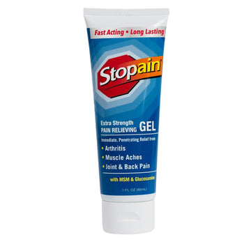 Stopain Pain Relief Gel 3oz USA Made, Max Strength Fast Acting with MSM, Glucosamine, Menthol for Arthritis, Lower Back Sciatica, Knee, Neck, HSA FSA Approved Topical Analgesic Products StopainAu supplements